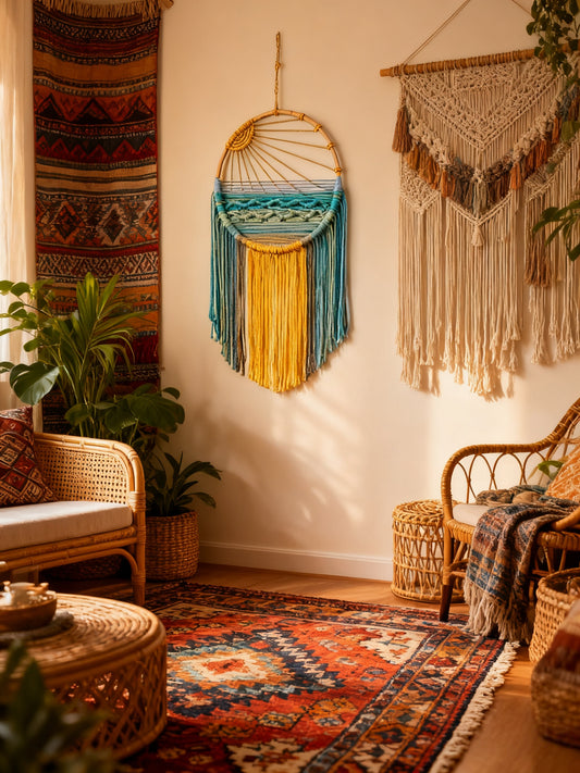 Handwoven Sunrise Bohemian Tapestry
