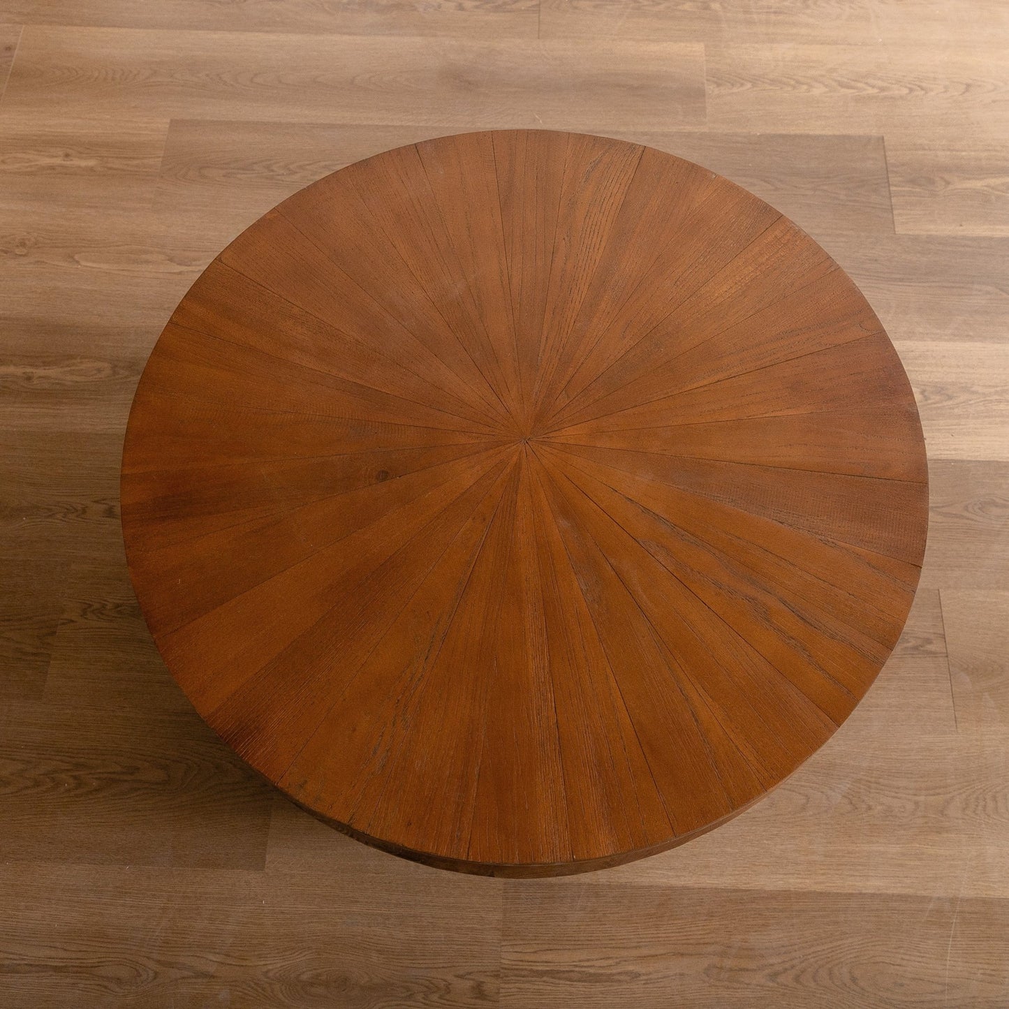 31.50'Vintage Style Bucket Shaped Coffee Table with storage function, for Office, Dining Room and Living Room, Brown - Usofuns
