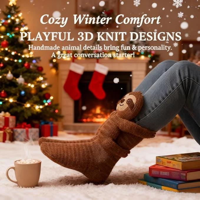 Cozy 3D Knit Animal Socks