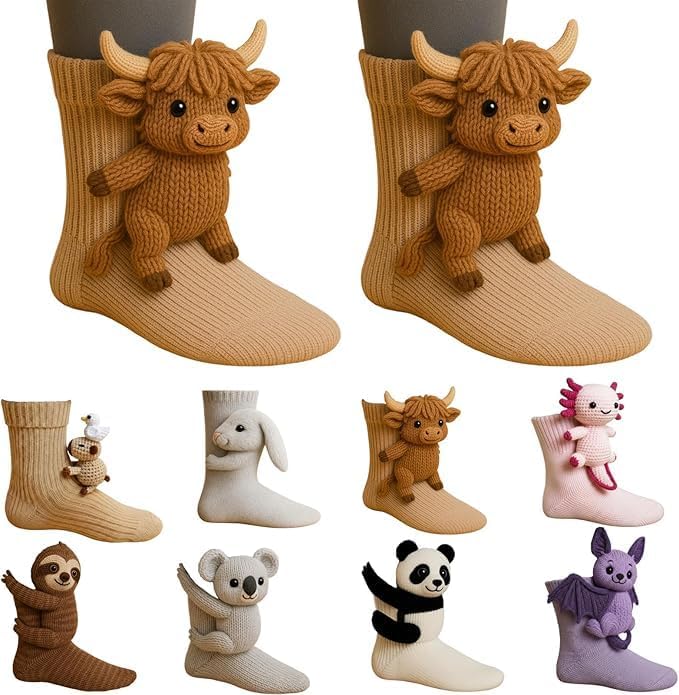 Cozy 3D Knit Animal Socks