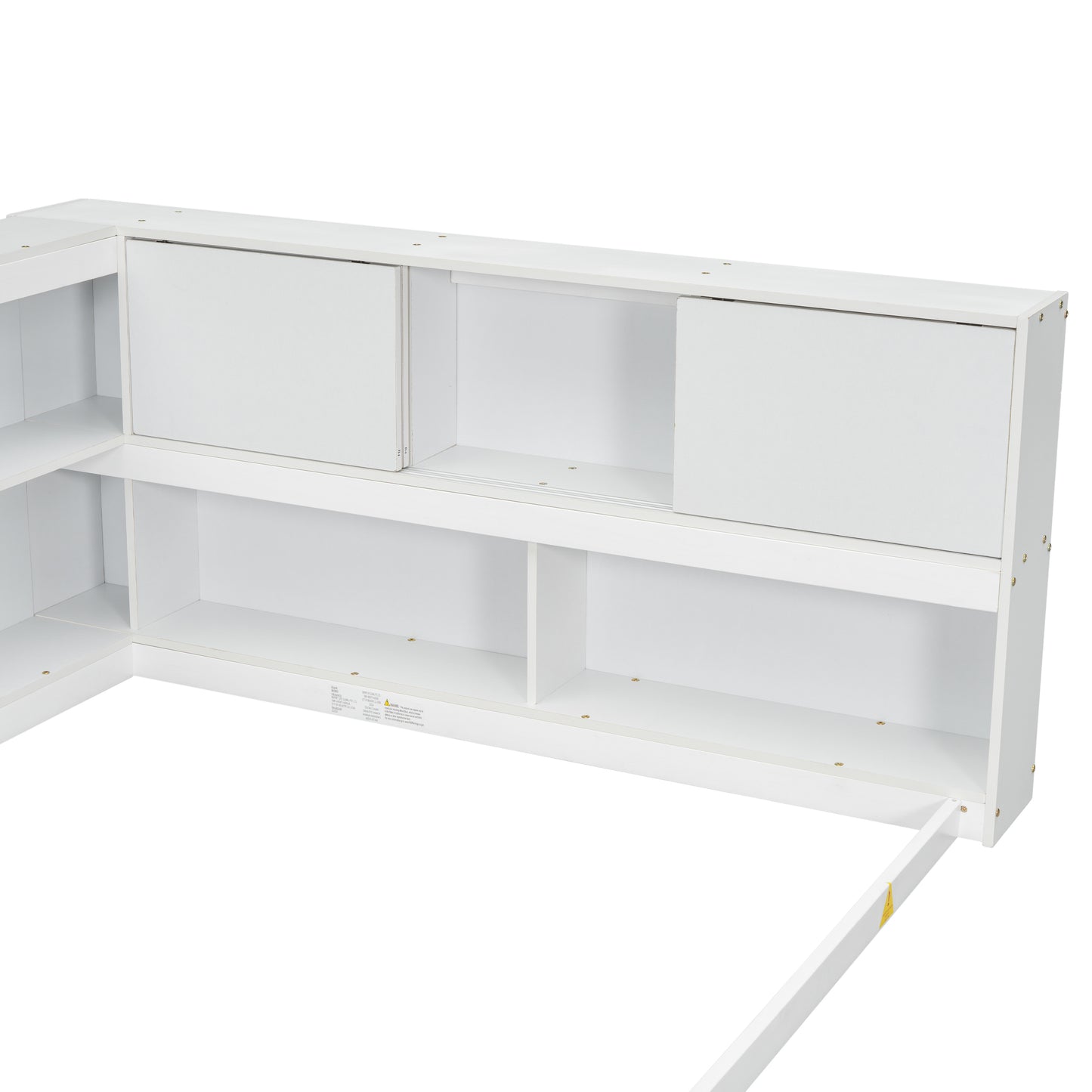 Full Floor Bed with L-shaped Bookcases (White)