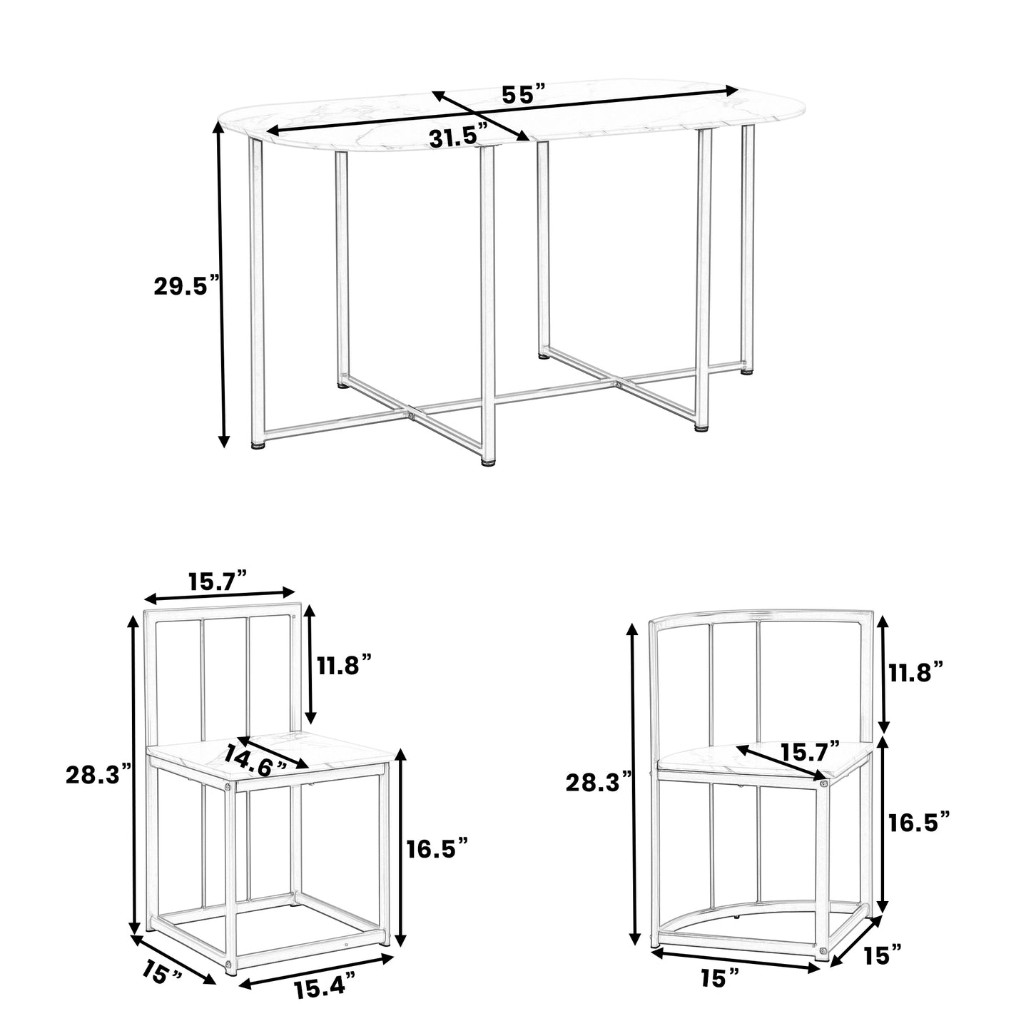 Compact Dining Table Set for 6