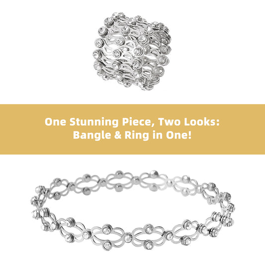 Convertible Bangle Ring with Sparkling CZ