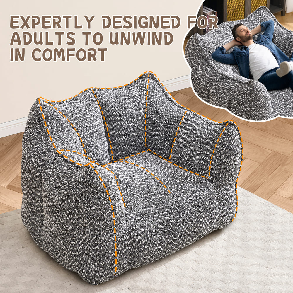 Sofa chairs with highly resilient foam for living rooms and bedrooms, comfortable square lazy sofas, sofas for adults to play, read and watch TV