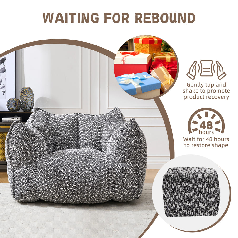 Sofa chairs with highly resilient foam for living rooms and bedrooms, comfortable square lazy sofas, sofas for adults to play, read and watch TV