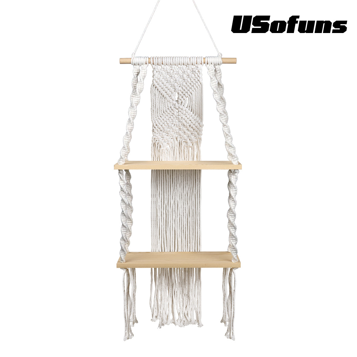 Handwoven Macrame Wall Shelf - Boho Plant Hanger