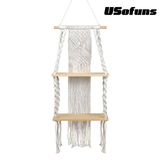Handwoven Macrame Wall Shelf - Boho Plant Hanger