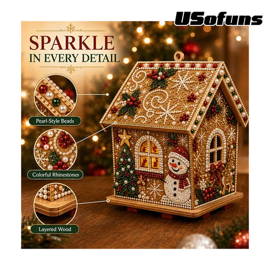 3D Christmas Wooden House Diamond Art Kit