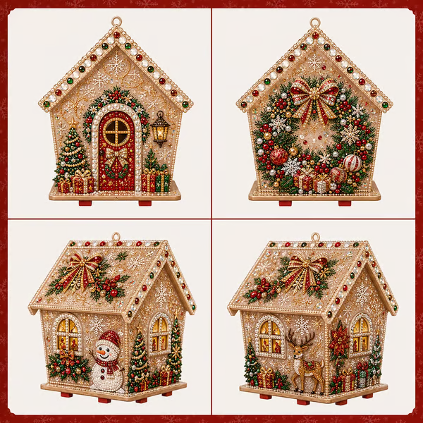 3D Christmas Wooden House Diamond Art Kit
