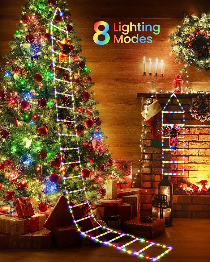 Christmas Santa Climbing Stairs Light