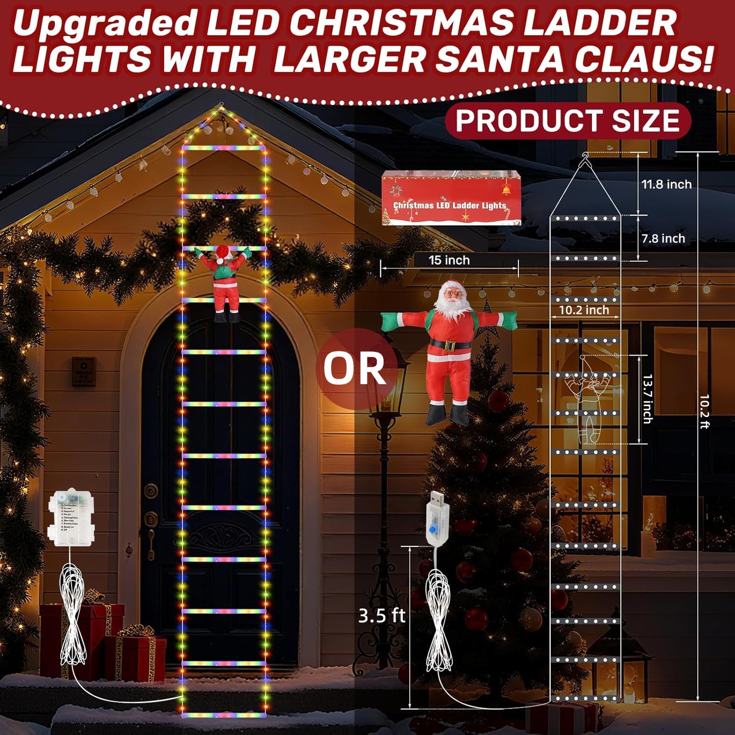 Christmas Santa Climbing Stairs Light