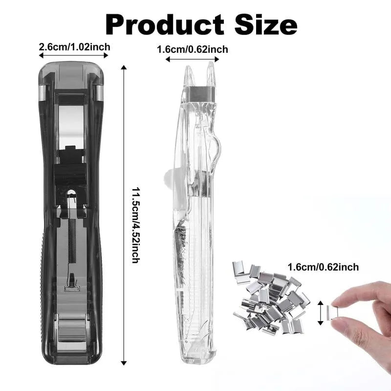 Portable Binder Clip Stapler - Includes 58 reusable clips