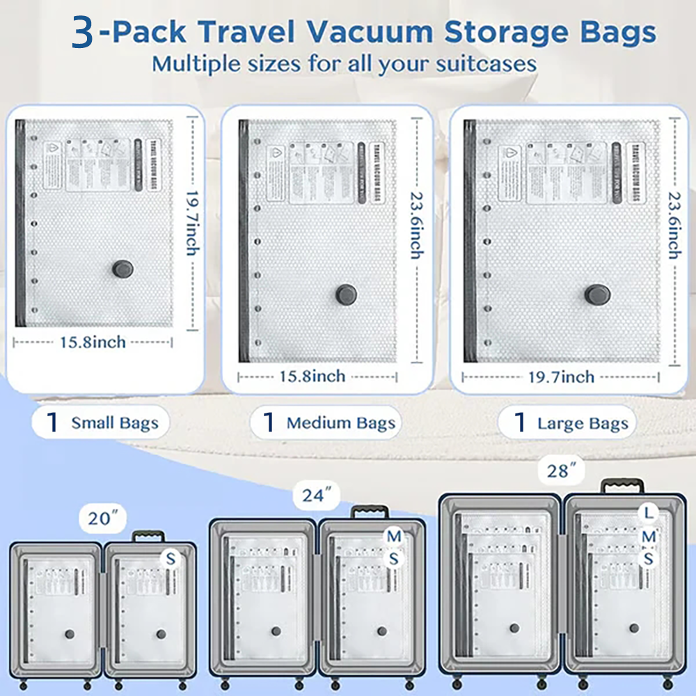 Cordless Travel Vacuum Storage Compression Bag Set