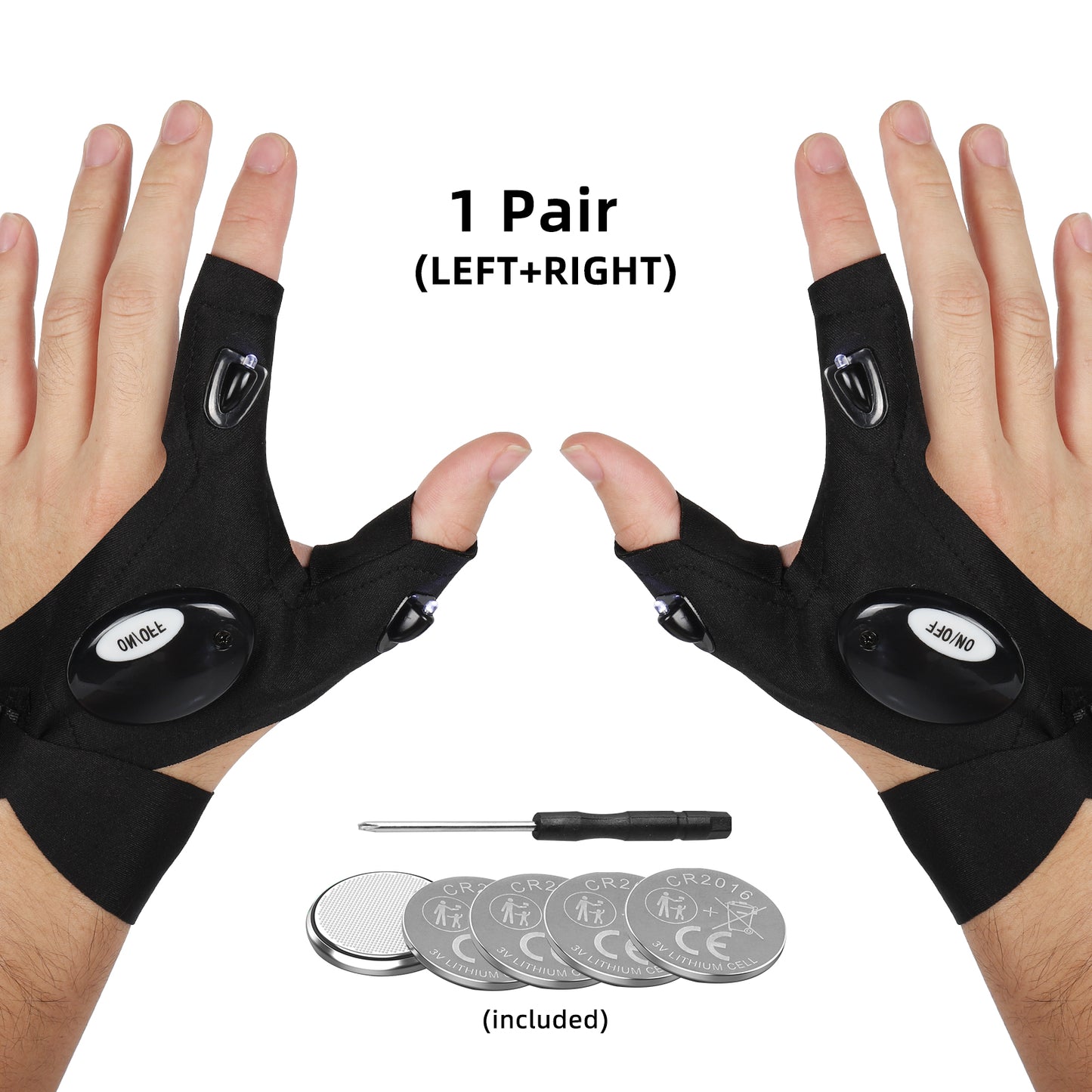 Hands-Free LED Flashlight Waterproof Gloves