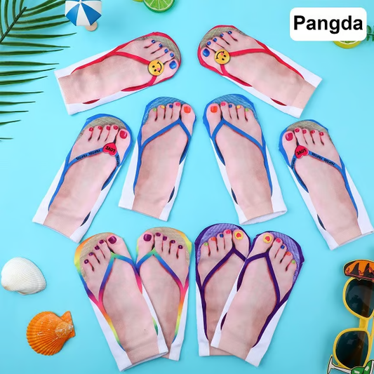 Women Manicure Print Flip Flop Socks