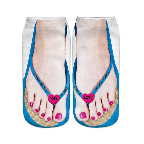 Women Manicure Print Flip Flop Socks