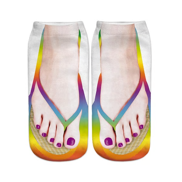 Women Manicure Print Flip Flop Socks