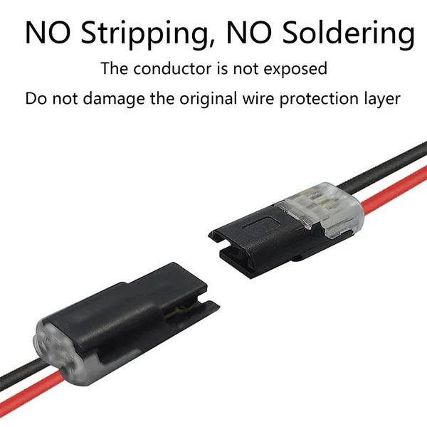 2-Pin Solderless Connector for LED Light Strips (18–22 AWG)