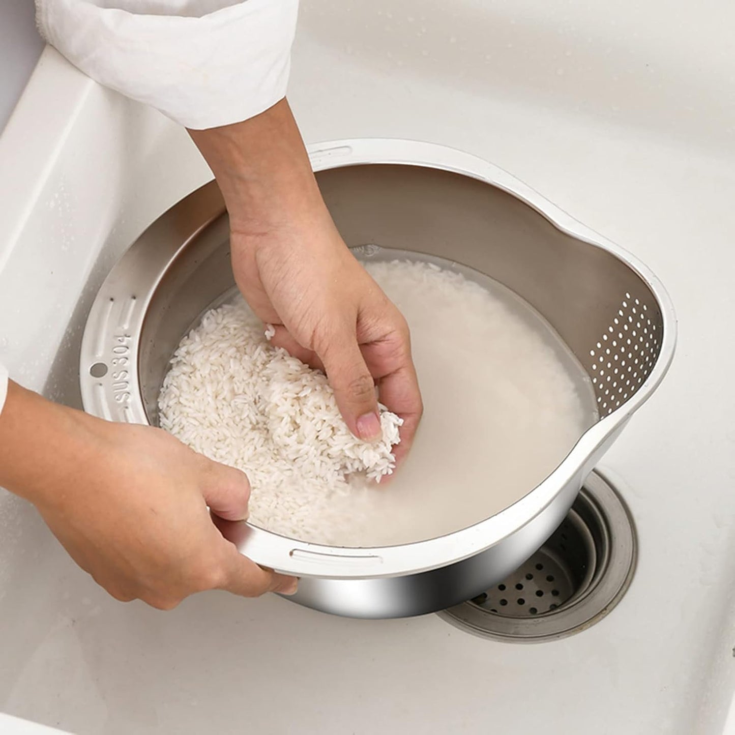 3 in 1 Multi-Functional Rice Washer Strainer Bowl