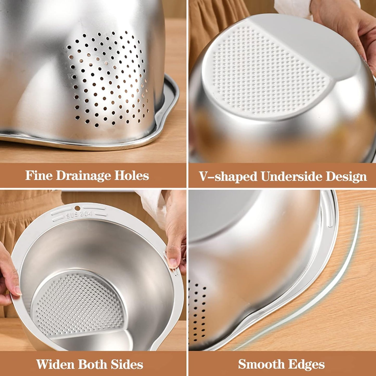 3 in 1 Multi-Functional Rice Washer Strainer Bowl
