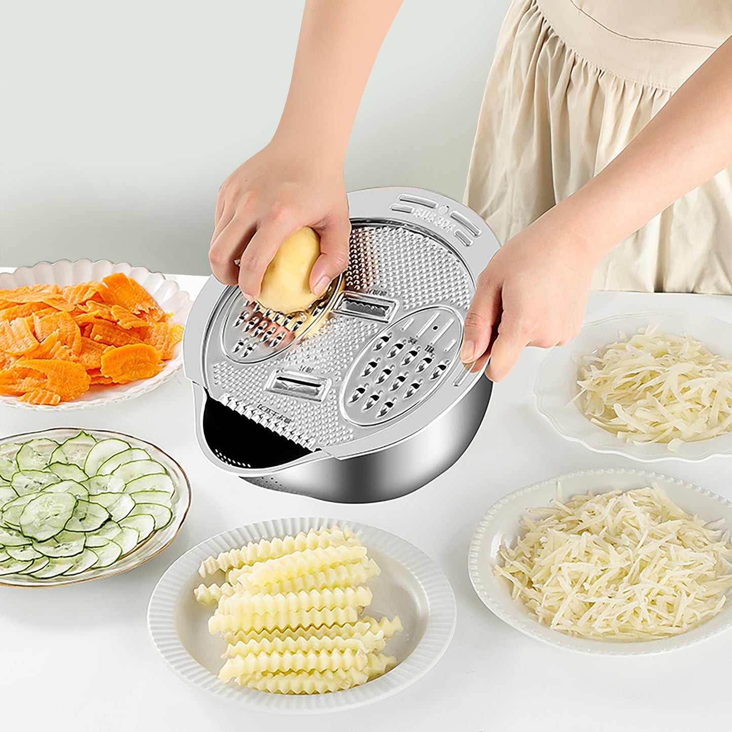3 in 1 Multi-Functional Rice Washer Strainer Bowl