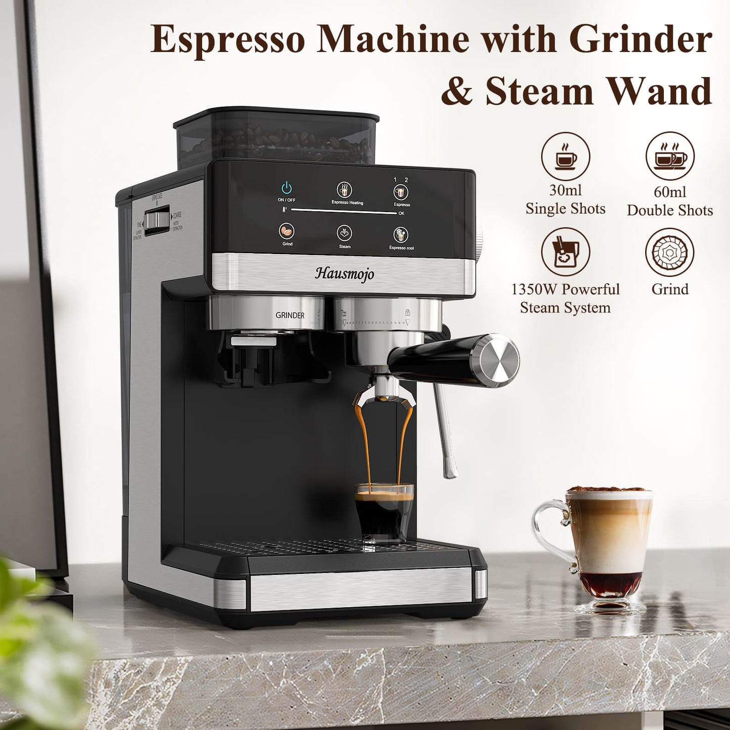 Usofuns Semi-Automatic Espresso Coffee Maker
