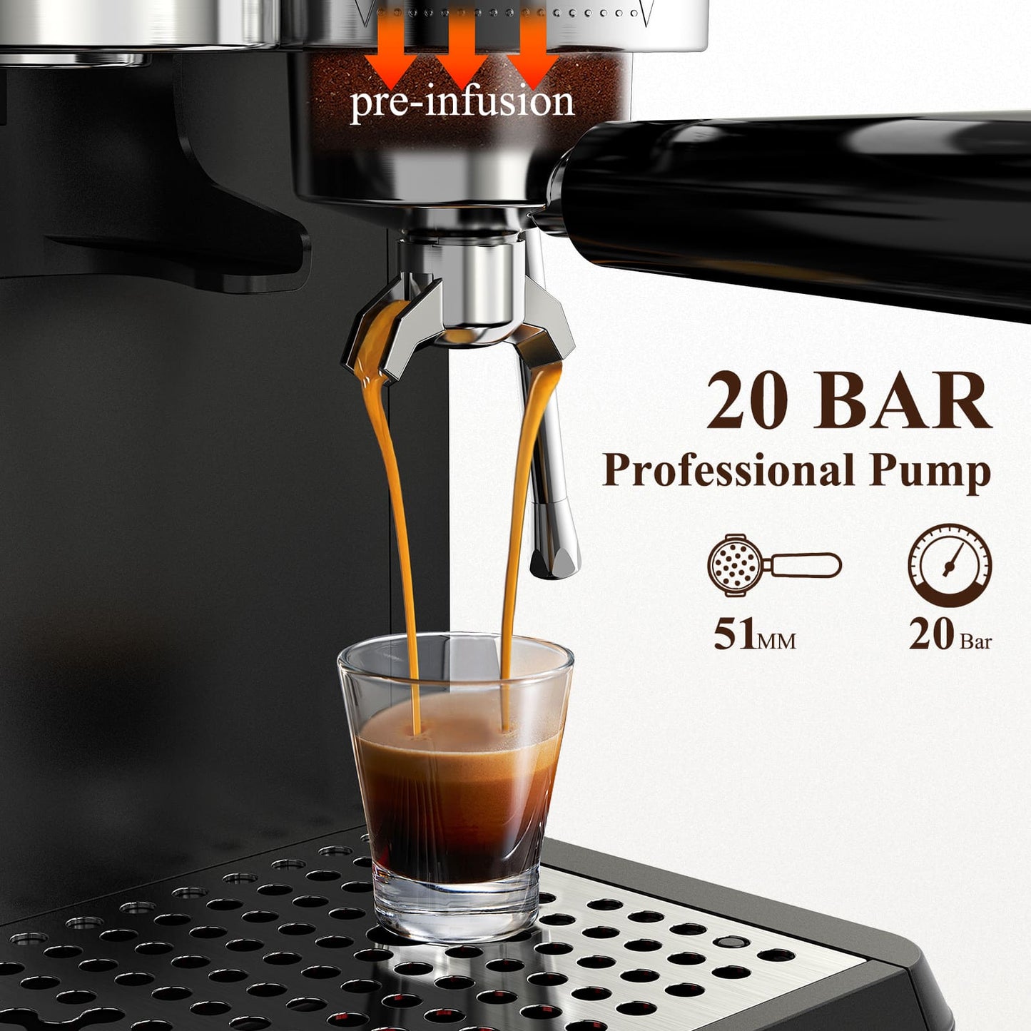 Usofuns Semi-Automatic Espresso Coffee Maker