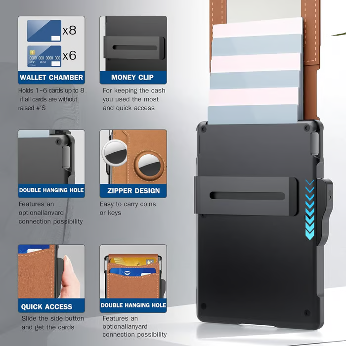 Wallet for Men - with Pop Up Aluminum Case