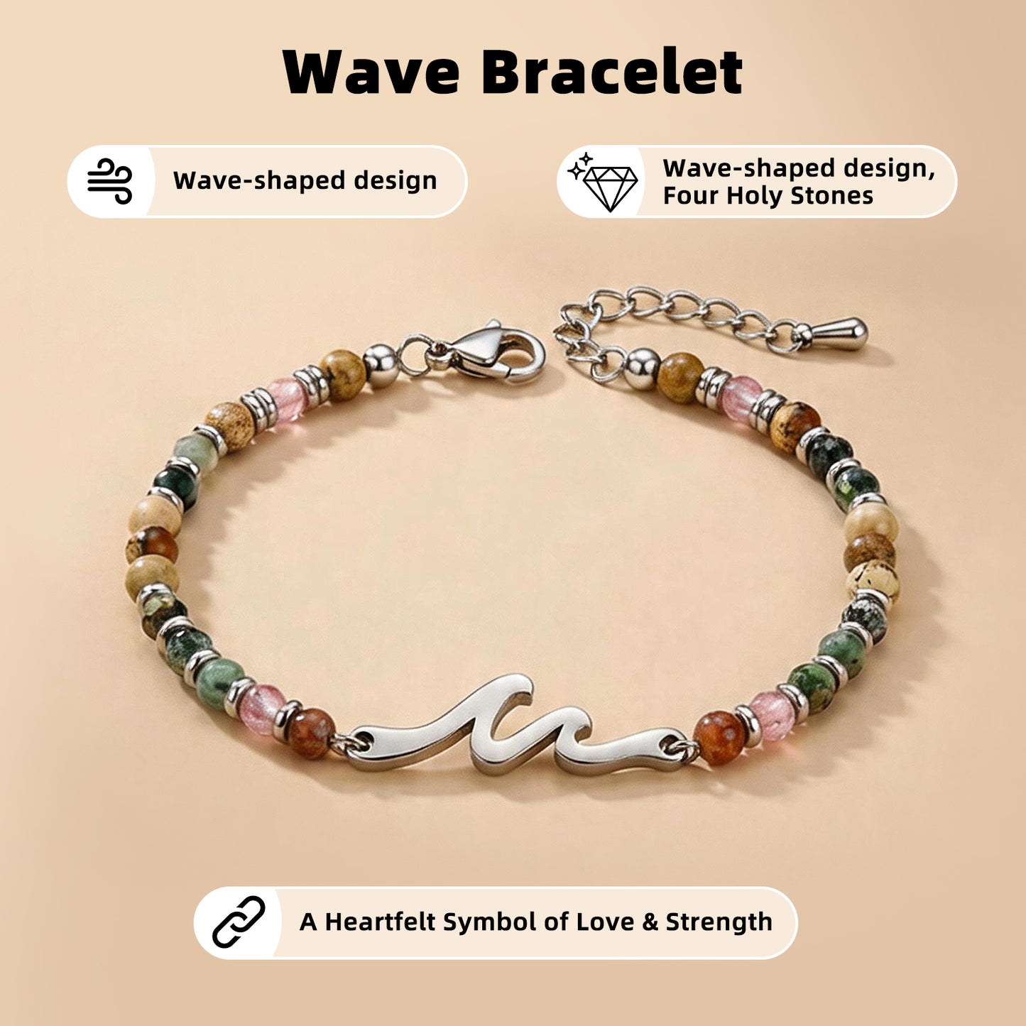 Dainty Gemstone Wave Bracelet
