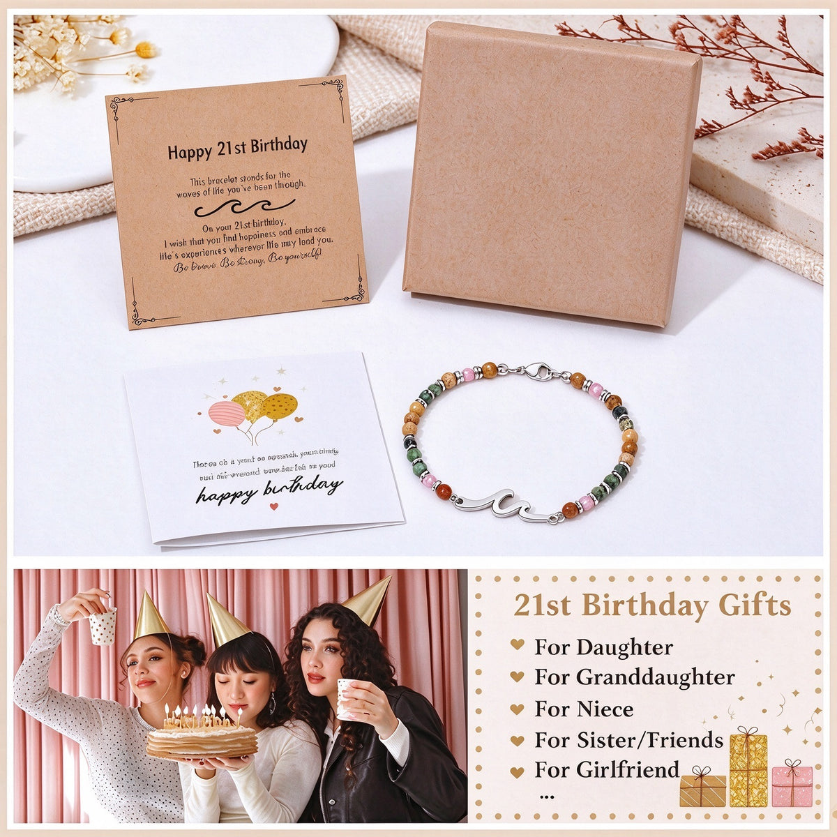 Dainty Gemstone Wave Bracelet