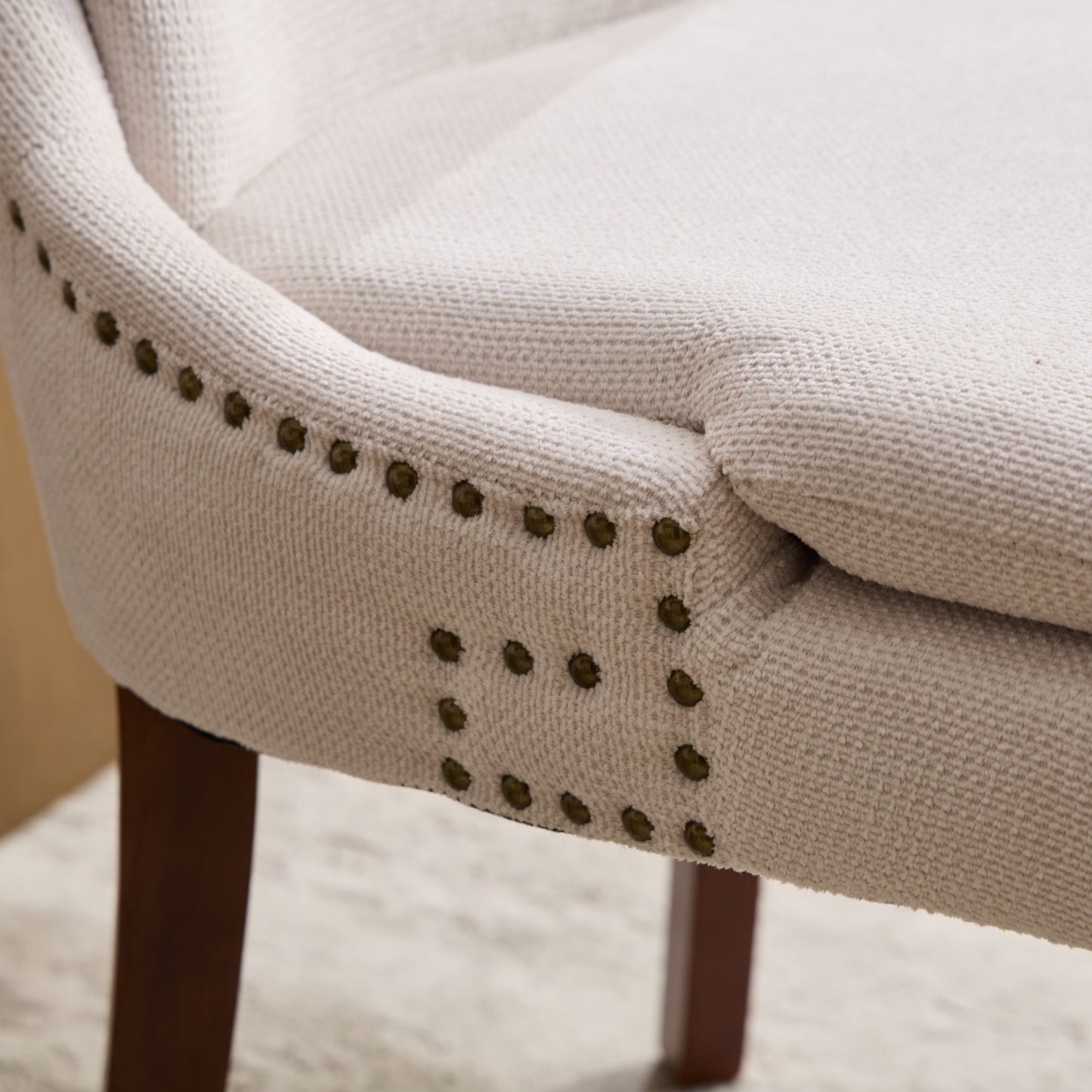 Upholstered Beige Dining Chairs Set of 2