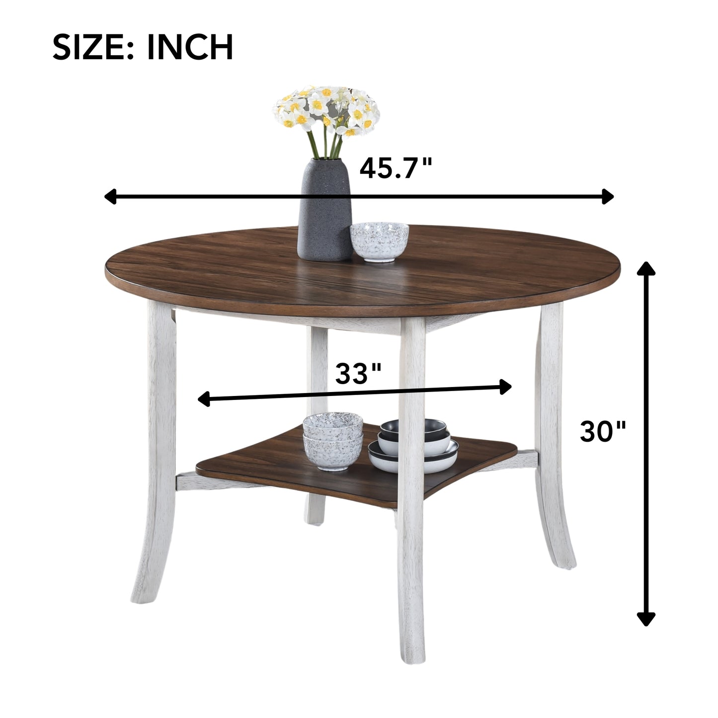 WOODHOMER Round Dining Furniture Set 1Table with 4 chair