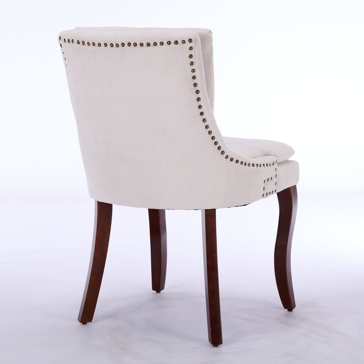 Upholstered Beige Dining Chairs Set of 2