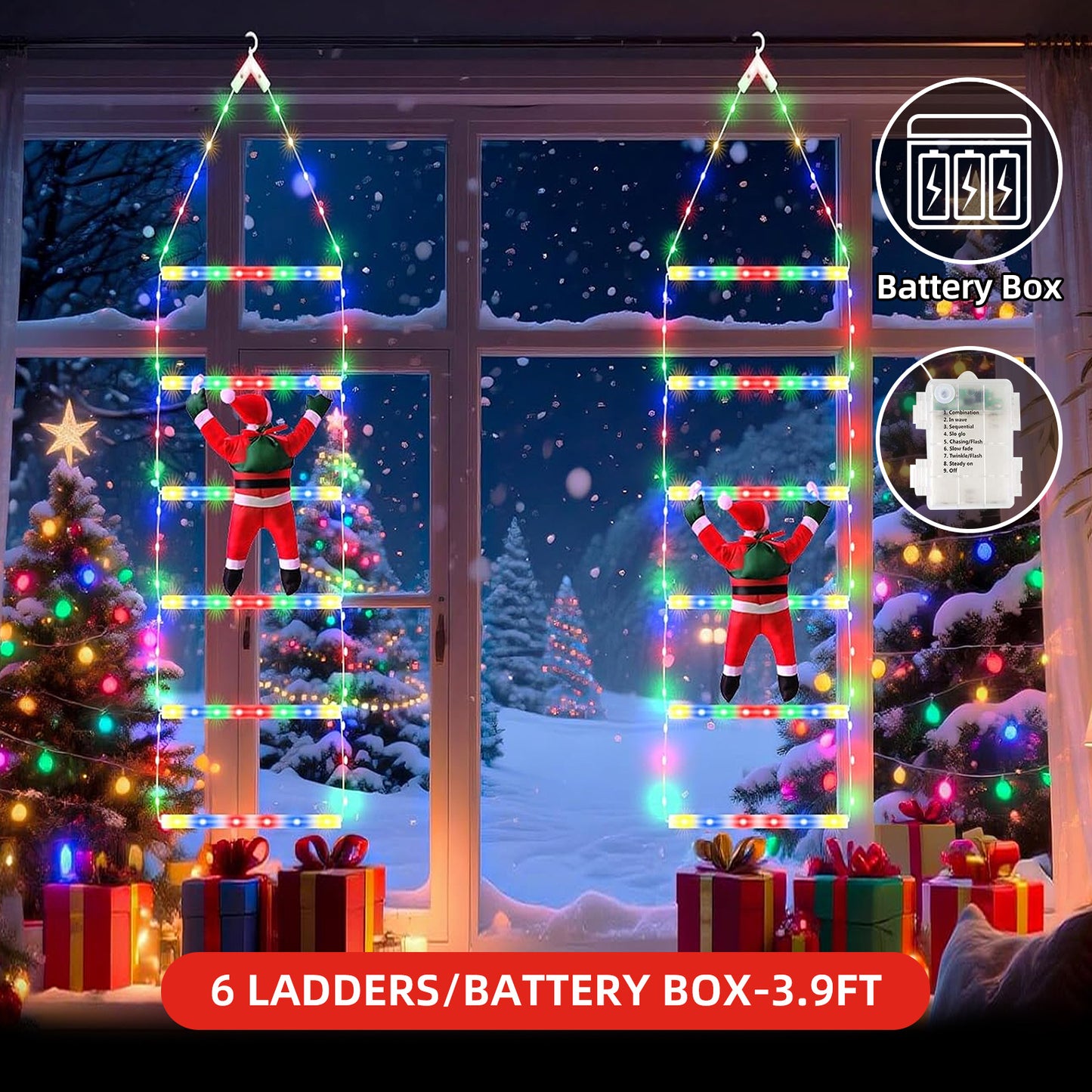 Christmas Santa Climbing Stairs Light