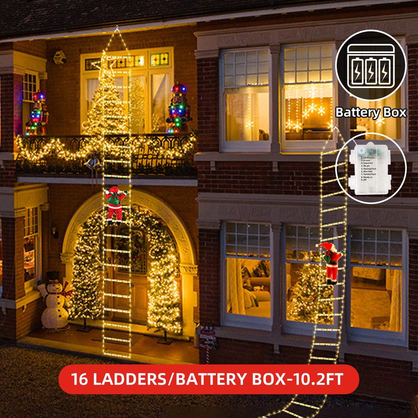 Christmas Santa Climbing Stairs Light