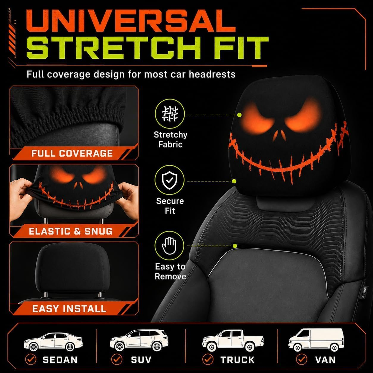Funny Halloween Car Headrest Covers
