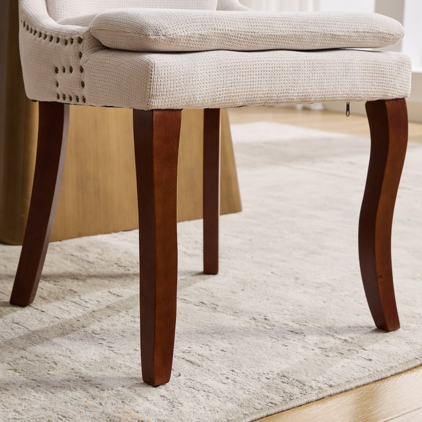 Upholstered Beige Dining Chairs Set of 2
