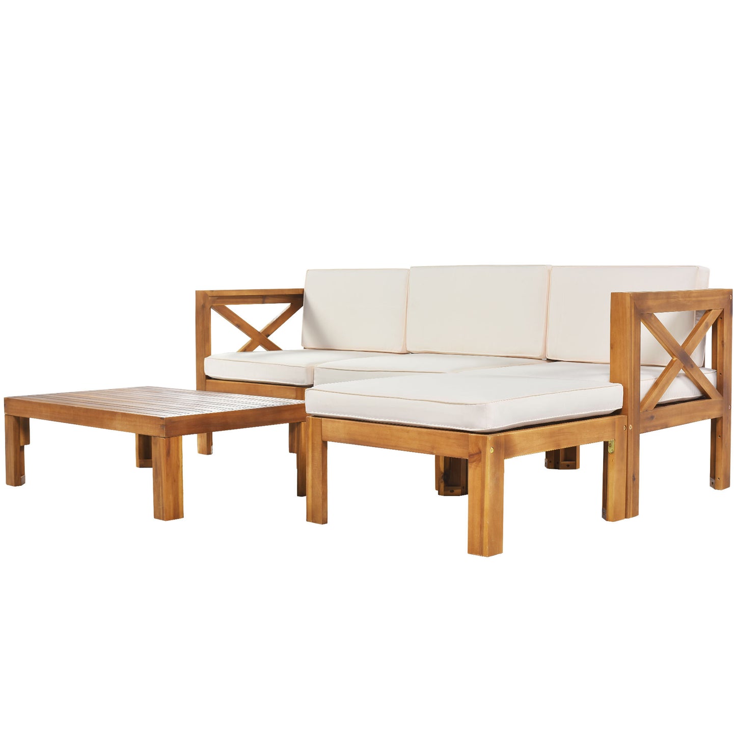 Outdoor Wooden 5 Piece Combination Sofa