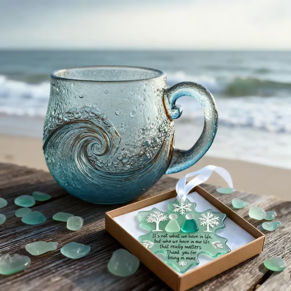 handmade sea glass wave cup