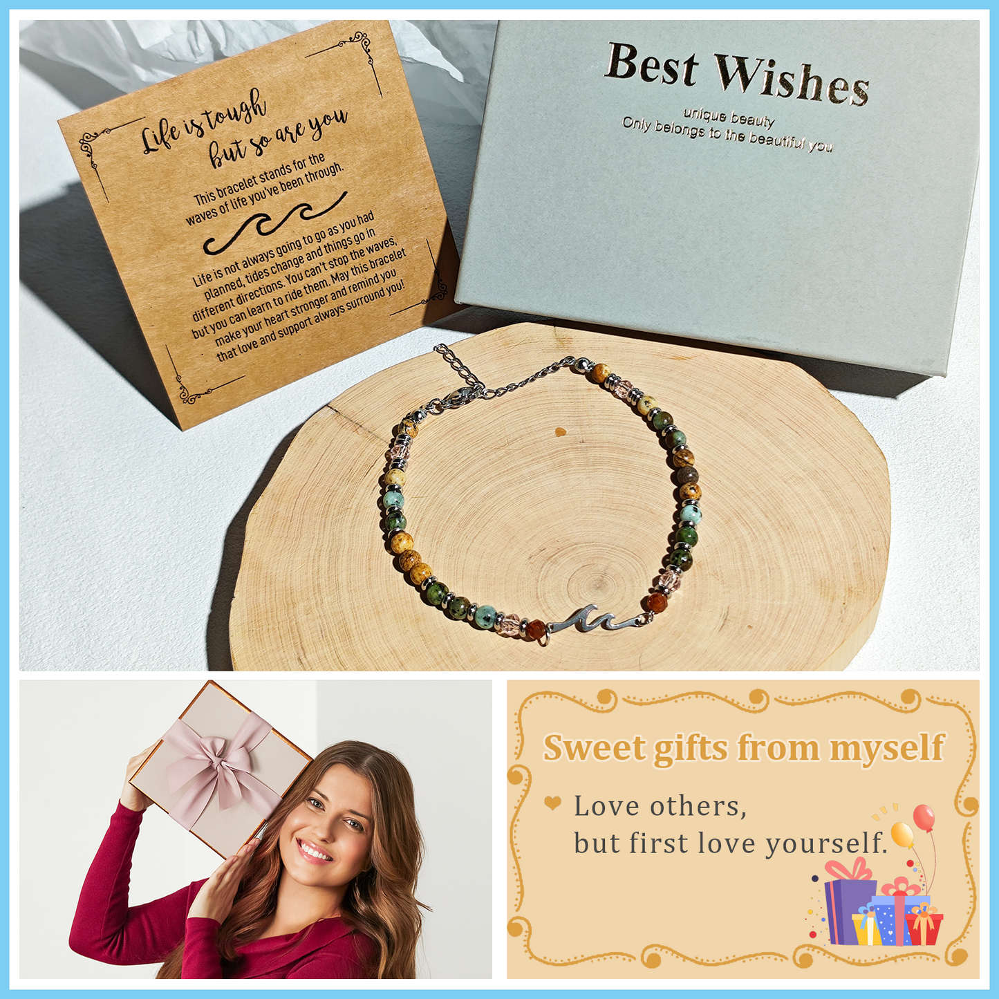 Dainty Gemstone Wave Bracelet