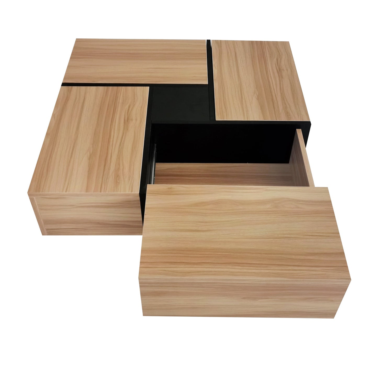 ON - TREND Unique Design Coffee Table with 4 Hidden Storage Compartments, Square Cocktail Table with Extendable Sliding Tabletop, UV High - gloss Design Center Table for Living Room, 31.5'x 31.5' - Usofuns