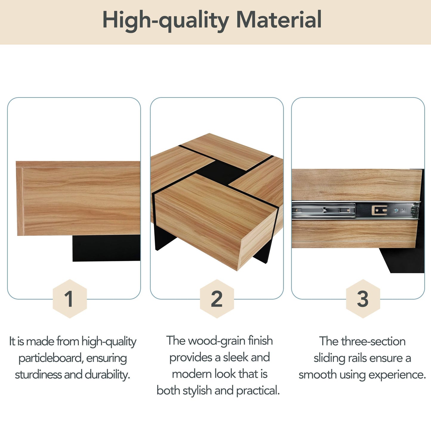 ON - TREND Unique Design Coffee Table with 4 Hidden Storage Compartments, Square Cocktail Table with Extendable Sliding Tabletop, UV High - gloss Design Center Table for Living Room, 31.5'x 31.5' - Usofuns