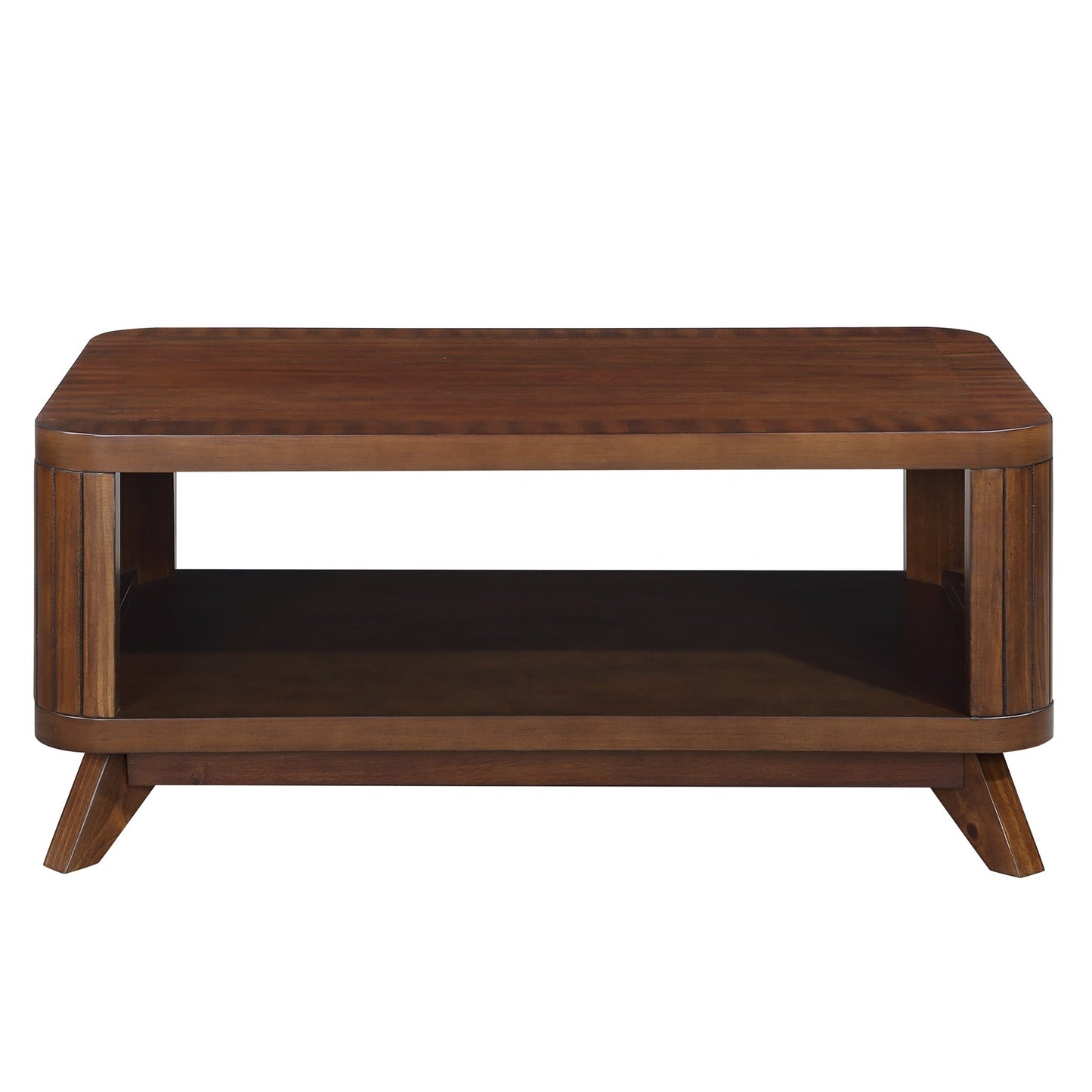 Rectangular Wood Coffee Table for Living Room, 41.5 - Inch Coffee Table with Solid Wood Legs, Wood Center Table Tea Table with Open Storage Shelf. Easy Assembly, Espresso - Usofuns