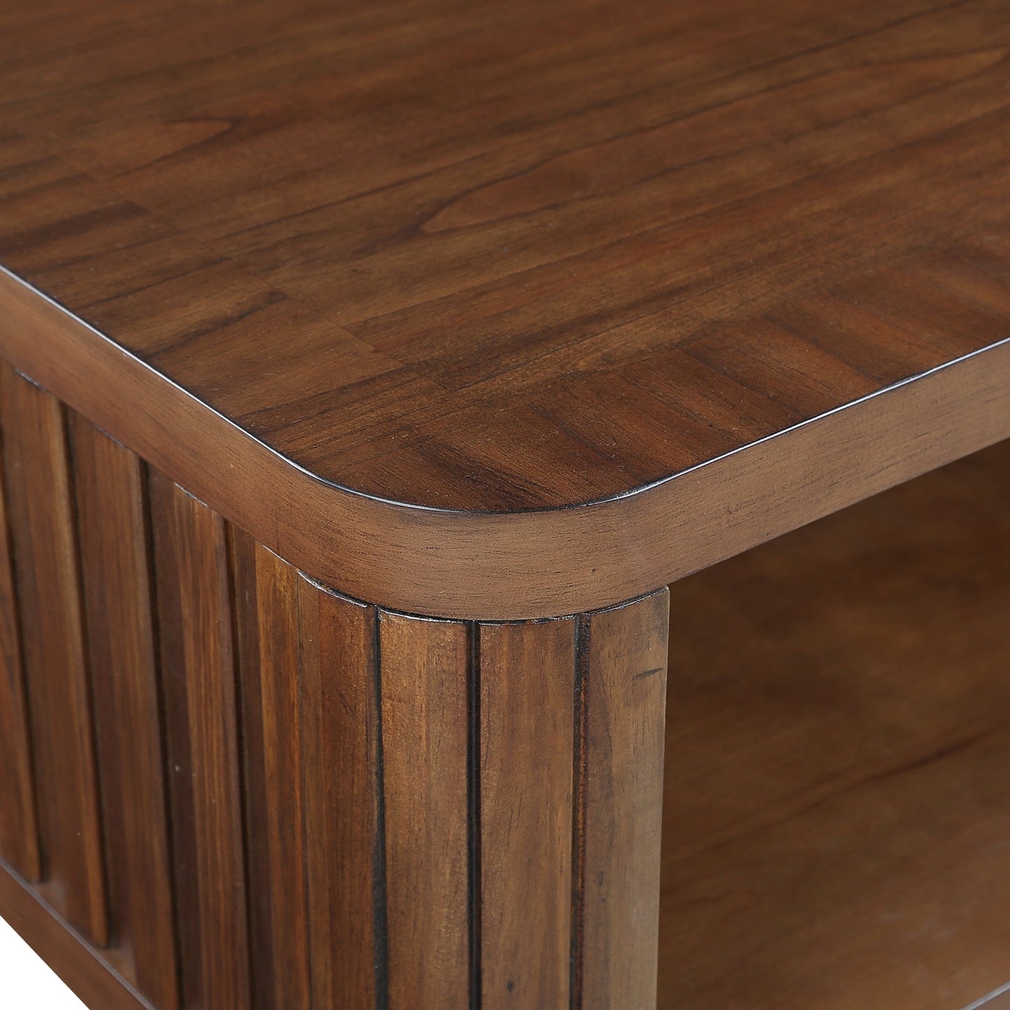 Rectangular Wood Coffee Table for Living Room, 41.5 - Inch Coffee Table with Solid Wood Legs, Wood Center Table Tea Table with Open Storage Shelf. Easy Assembly, Espresso - Usofuns