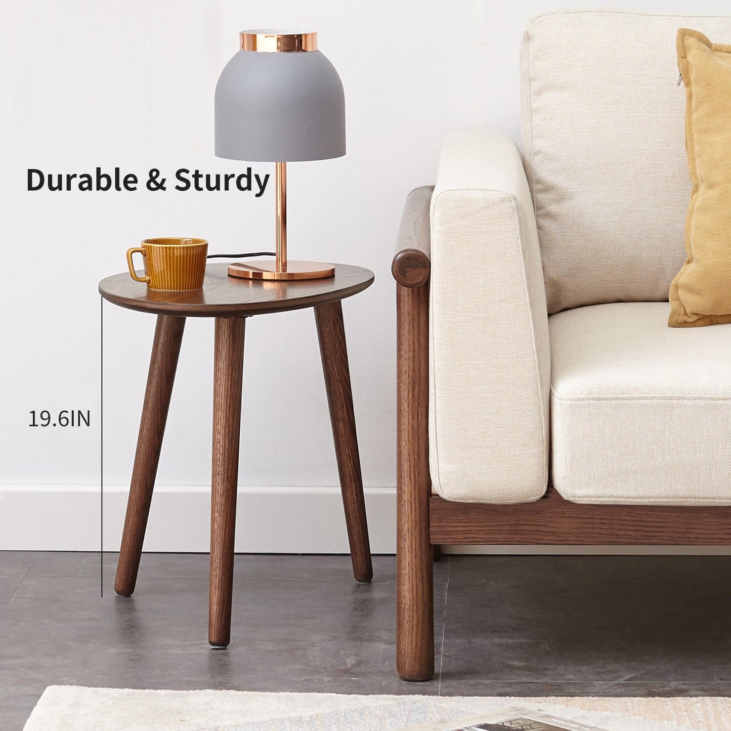 (SINGLE) Center Table Low Table 100% Solid Oak Wood Top Plate Desk Pebble Shaped Natural Wooden Coffee Table Width 50 x Depth 44.5 x Height 65 cm Desk Work from Home Easy to Assemble - Usofuns