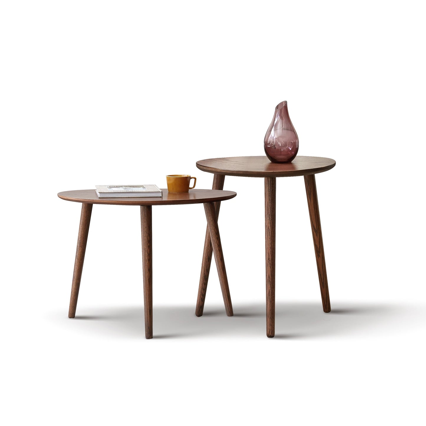 (SINGLE) Center Table Low Table 100% Solid Oak Wood Top Plate Desk Pebble Shaped Natural Wooden Coffee Table Width 50 x Depth 44.5 x Height 65 cm Desk Work from Home Easy to Assemble - Usofuns