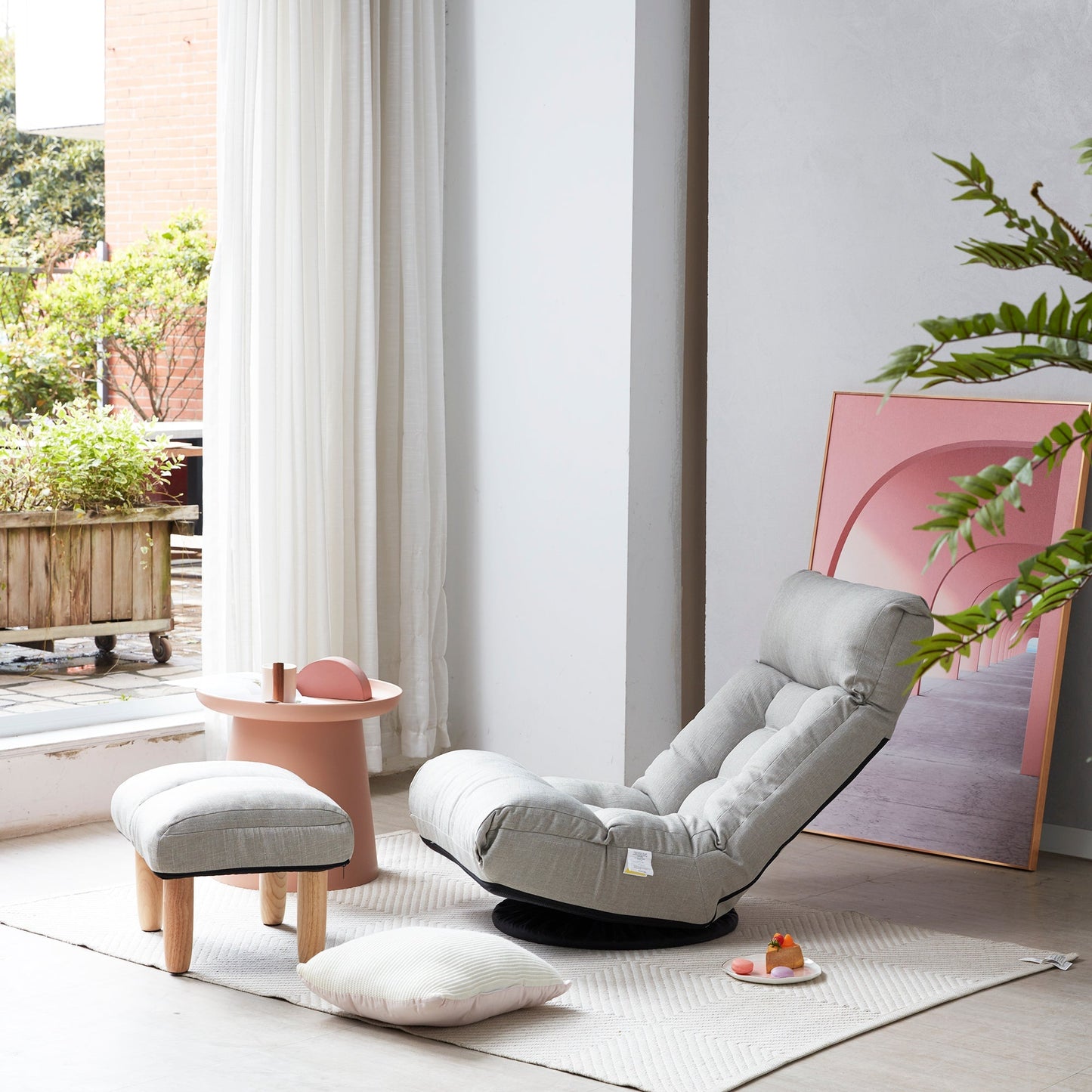 Single sofa reclining chair Japanese chair lazy sofa tatami balcony reclining chair leisure sofa adjustable chair - Usofuns