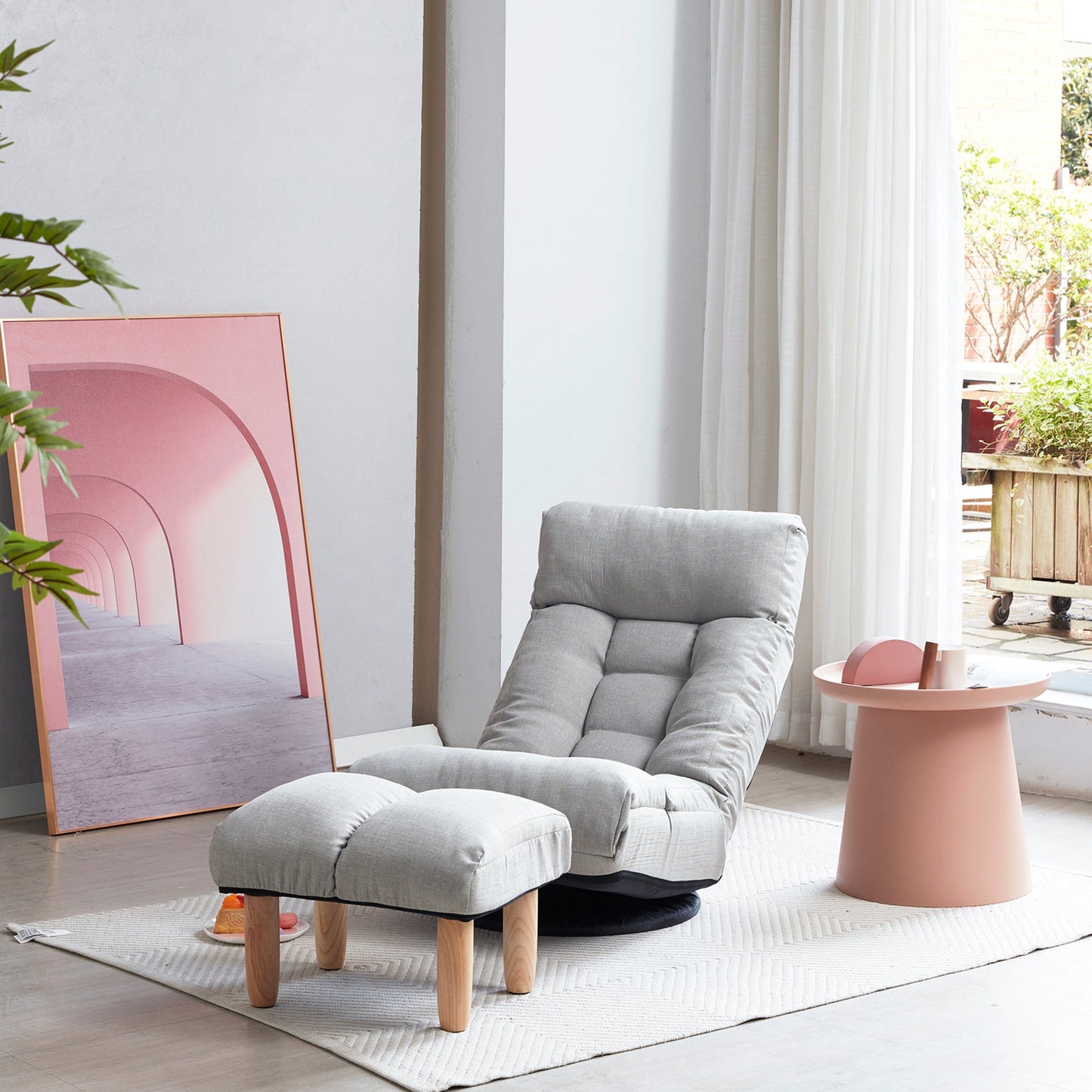 Single sofa reclining chair Japanese chair lazy sofa tatami balcony reclining chair leisure sofa adjustable chair - Usofuns