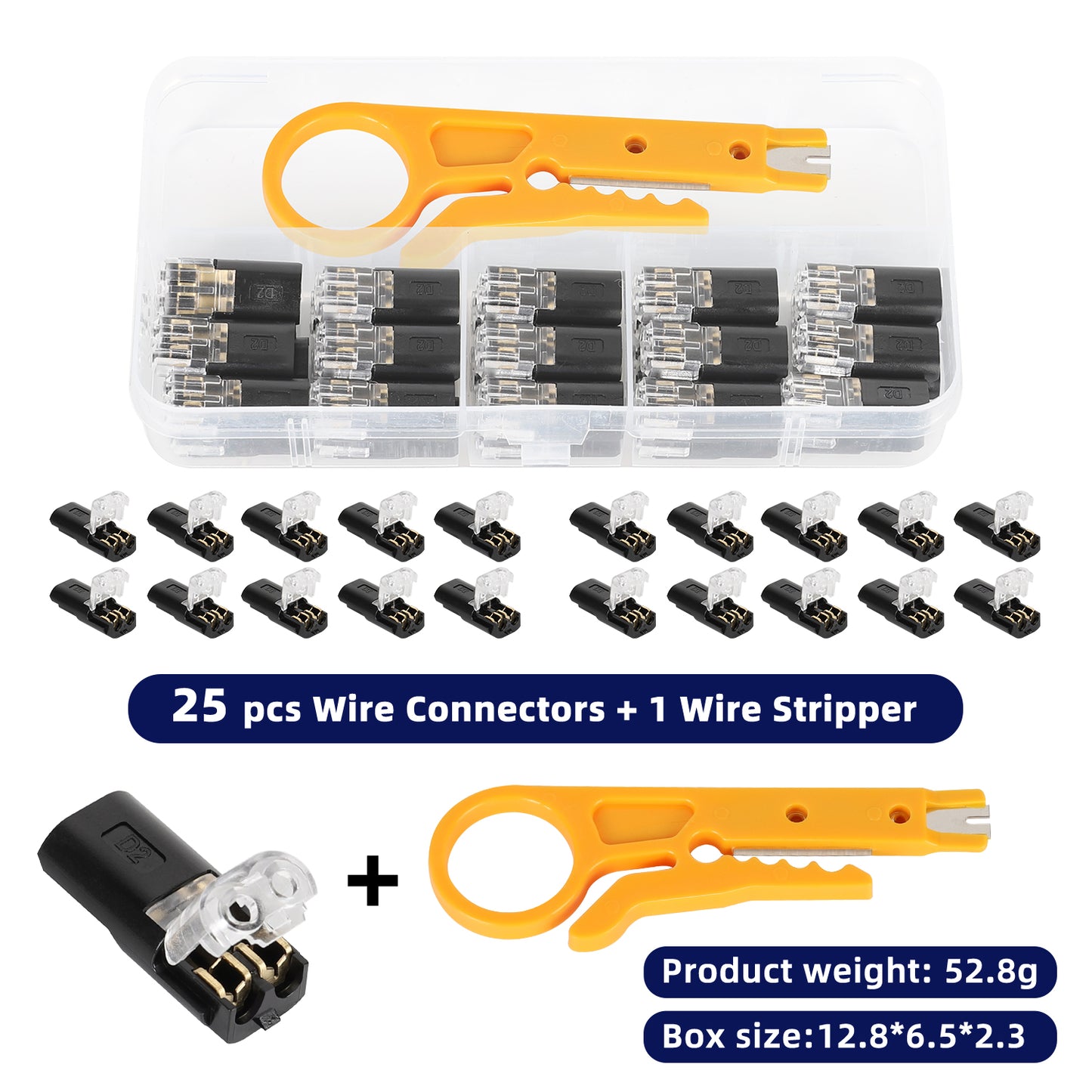 2-Pin Solderless Connector for LED Light Strips (18–22 AWG)