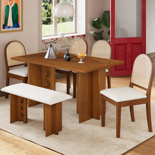 Modern Dining Table Set for 6-Walnut